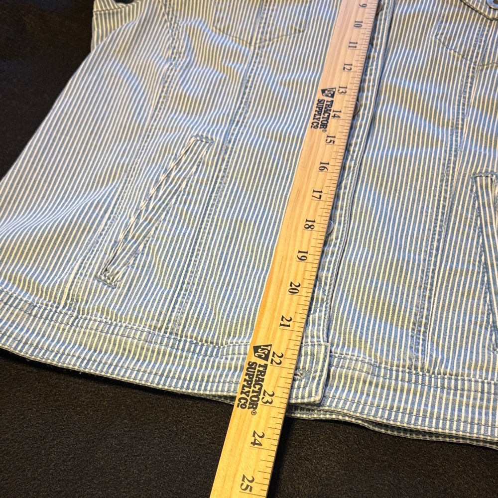 Chico's Blue and White Railroad Striped Denim Jacket - Picture 4 of 9